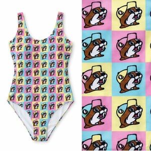BUC-EE'S Women's One Piece Swim Suit Size XS Buc-ee Beaver All Over Print NWOT